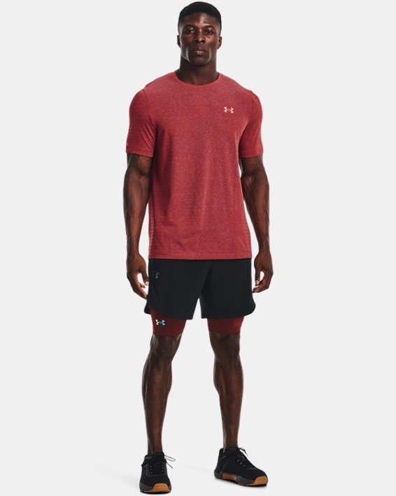 Men's UA RUSH™ Seamless GeoSport Short Sleeve, Red, pdpMainDesktop image number 2